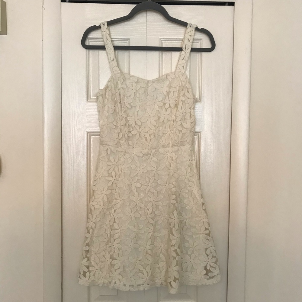 Charlotte Russe Ivory Floral Lace Dress, medium